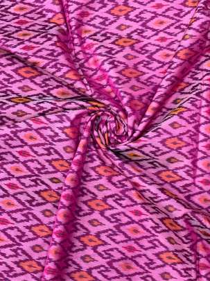 Pure Silk Ikkat Magenta with Light Pink/ Ikkat silk