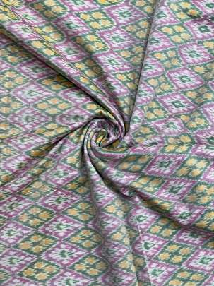 Pure Silk Ikkat Pista Green & Pink/ Ikkat silk