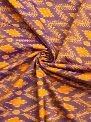 Pure Silk Ikkat Purple with Mustard Yellow Tint/ 