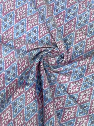 Pure Silk Ikkat Sky blue & Pitch/ Ikkat silk