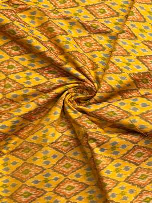 Pure Silk Ikkat Yellow/ Ikkat silk