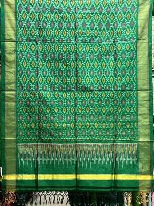 Pure Silk Patola Duppata Green/ Patola duppatas 