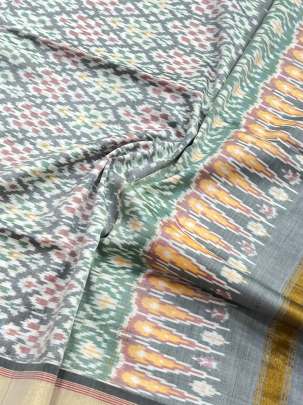 Pure Silk Patola Duppata Grey/ Patola duppatas 