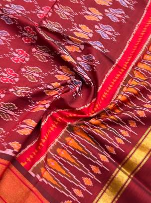 Pure Silk Patola Duppata Maroon/ 