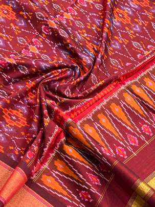 Pure Silk Patola Duppata Maroon/ 