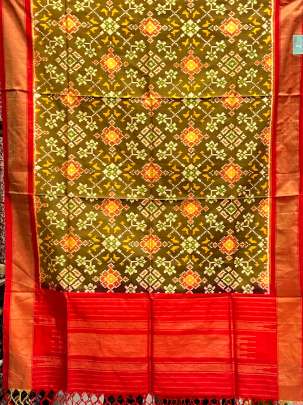 Pure Silk Patola Duppata Mustard Yellow/ Patola duppatas 