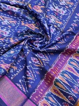 Pure Silk Patola Duppata Navy Blue/ 