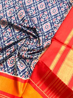 Pure Silk Patola Duppata Navy Blue/ 