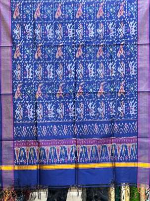 Pure Silk Patola Duppata Navy Blue/ Patola duppatas 