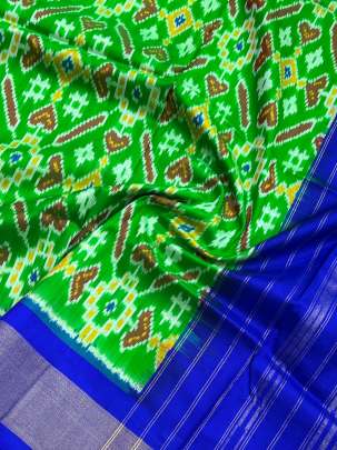 Pure Silk Patola Duppata Parrot Green/