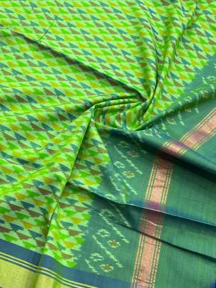 Pure Silk Patola Duppata Parrot Green/