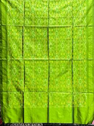 Pure Silk Patola Duppata Parrot Green/ Patola duppatas 