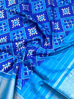 Pure Silk Patola Duppata Sky Blue/ 