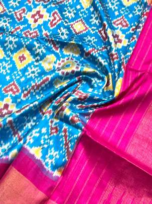 Pure Silk Patola Duppata Sky Blue/ 