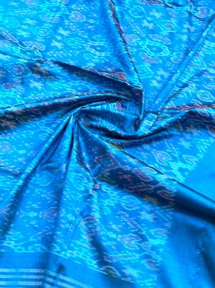 Pure Silk Patola Duppata Sky Blue/