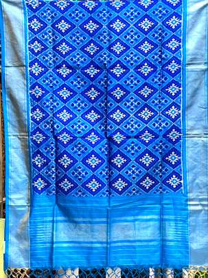 Pure Silk Patola Duppata Sky Blue/ Patola duppatas 