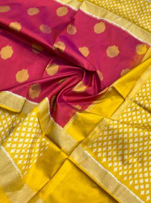 Pure Silk Patola Duppata Yellow & Red/ Patola duppatas 