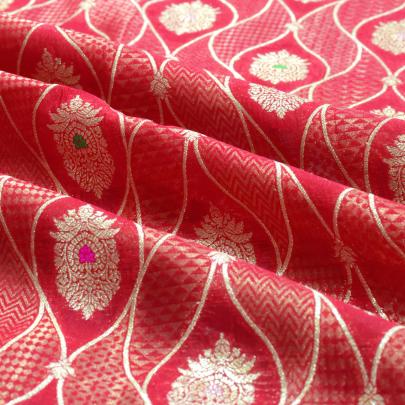 Pure handwoven banarasi brocade fabric/ 