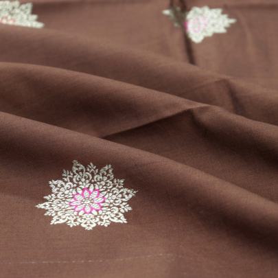 Pure munga silk with banarasi golden & meena work fabric Banarasi Brocade