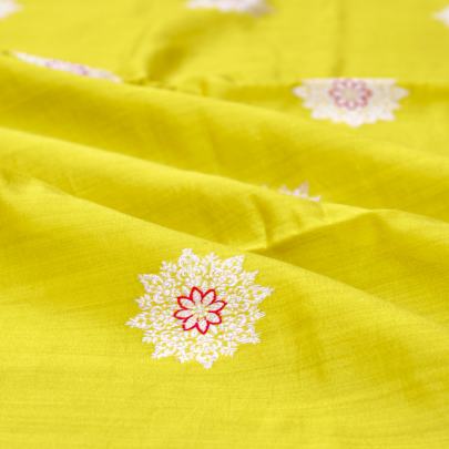 Pure munga silk with banarasi golden & meena work fabric