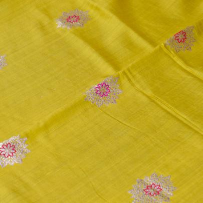 Pure munga silk with banarasi golden & meena work fabric Banarasi Brocade