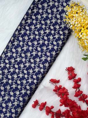 Pure silk banarasi brocade - Navy Blue / Pure Banarasi fabrics