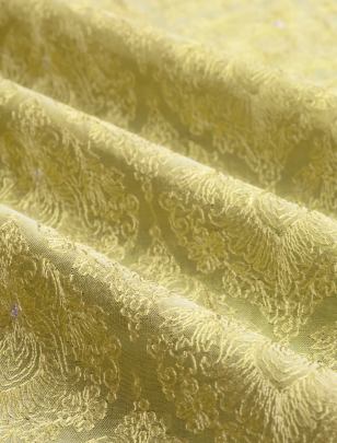 Pure silk embroidery work fabric -Ocur yellow/