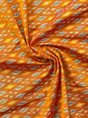 Pure silk ikkat orange colour/ Ikkat silk