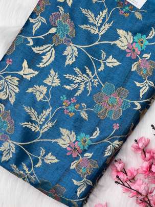 Pure tassar silk with multi-coloured embroidery work fabric/