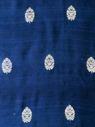 Raw Silk Banarasi Dark Peacock Blue/ Pure Banarasi fabrics