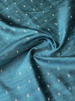 Raw Silk Banarasi Light Pastel Peacock Blue/