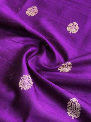 Raw Silk Golden & Silver Banarasi Butti Magenta/ 