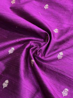 Raw Silk Golden & Silver Banarasi Butti Magenta/ 