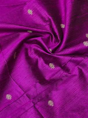 Raw Silk Golden & Silver Banarasi Butti Magenta/