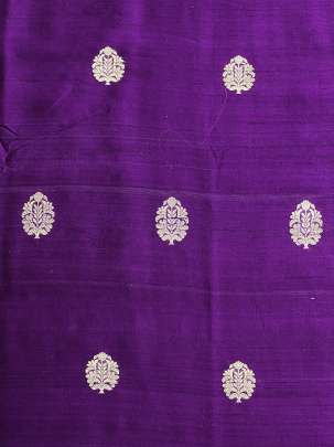 Raw Silk Golden & Silver Banarasi Butti Magenta/ Pure Banarasi fabrics