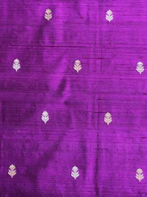 Raw Silk Golden & Silver Banarasi Butti Magenta/ Pure Banarasi fabrics