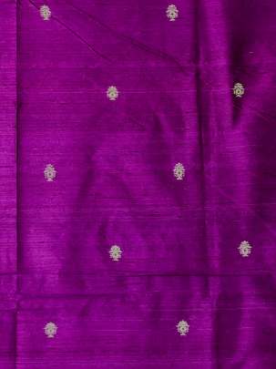 Raw Silk Golden & Silver Banarasi Butti Magenta/ Pure Banarasi fabrics