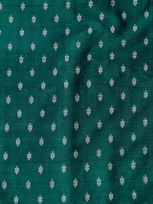 Raw Silk Banarasi Rama Green with Navy Blue Tint/ Pure Banarasi fabrics