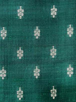 Raw Silk Banarasi Rama Green with Navy Blue Tint/ Pure Banarasi fabrics