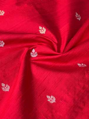 Raw Silk Golden & Silver Banarasi Butti Red/