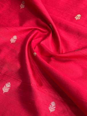 Raw Silk Golden & Silver Banarasi Butti Red/ 