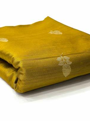 Raw Silk Golden Banarasi Butta Ochre Yellow/ 