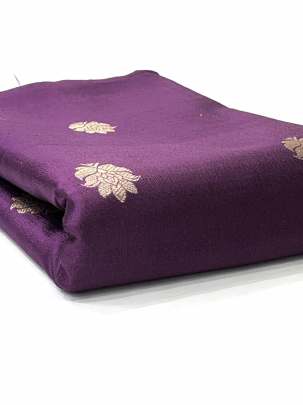 Raw Silk Golden Banarasi Butta Greyish Magenta/ Pure Banarasi fabrics