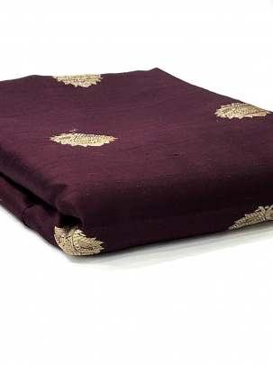 Raw Silk Golden Banarasi Butta Wine/ 