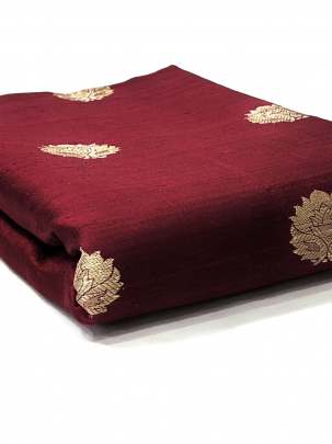 Raw Silk Golden Banarasi Butta Maroon/