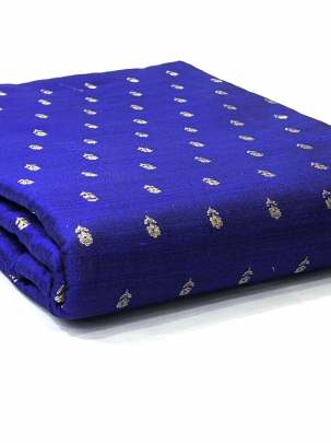 Raw Silk Golden Banarasi Butta Royal Blue/