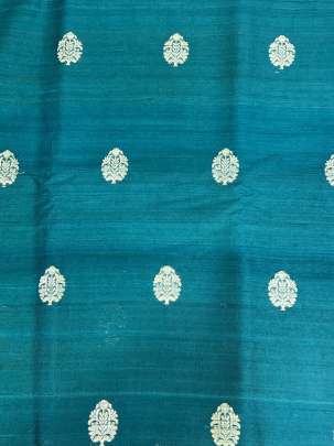 Raw Silk Golden Banarasi Butta Rama Green/ Pure Banarasi fabrics