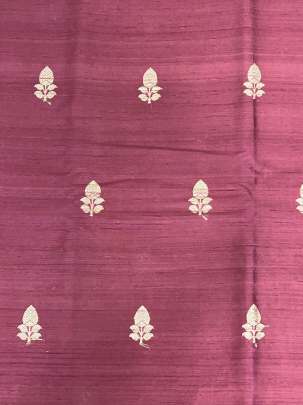 Raw Silk Golden Banarasi Butta Rose Wine/ Pure Banarasi fabrics