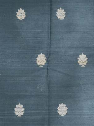 Raw Silk Golden Banarasi Butta Grey/ Pure Banarasi fabrics