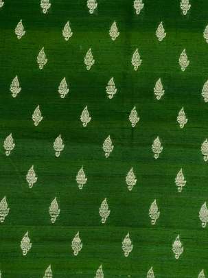 Raw Silk Golden Banarasi Butta Green/ Pure Banarasi fabrics